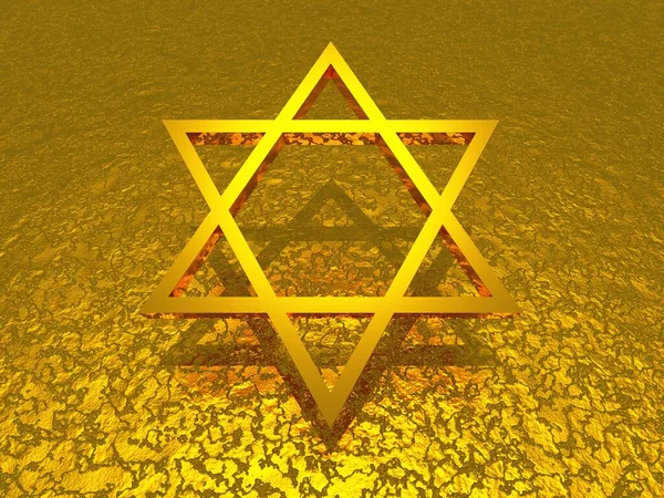 黄金構造上のデビッドの3D金の星 — ストック写真
