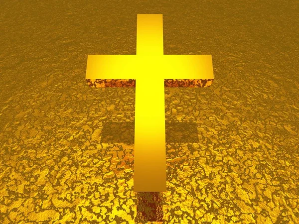 Gold Christentum Kreuz Mitte — Stockfoto