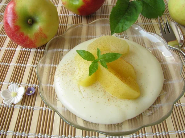 Pudding Dessert Apple Compote — Stock Photo, Image