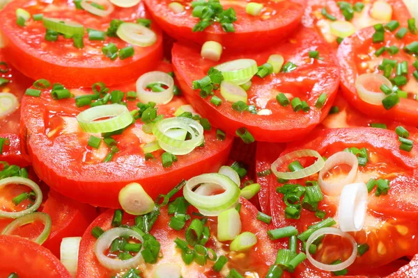 Pırasa Soğanlı Domates Salatası — Stok fotoğraf