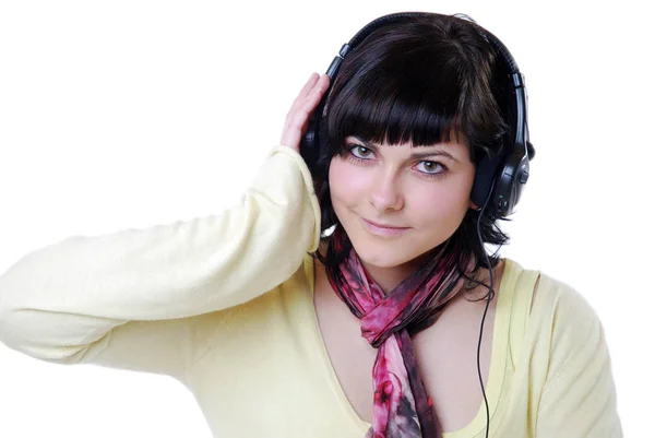 Jonge Vrouw Luisteren Naar Muziek — Stockfoto