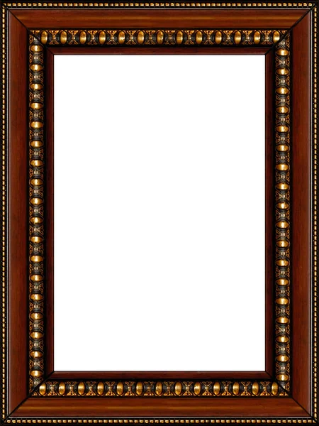 Antique rustic wooden picture frame isolated