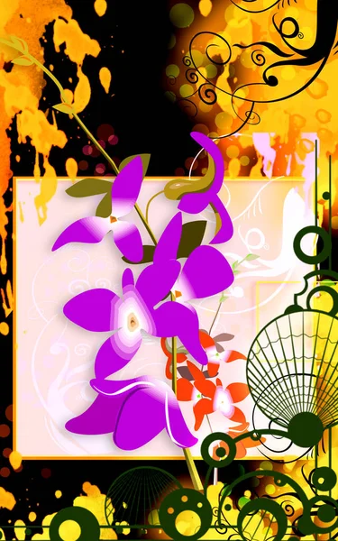 Illustratie Van Roze Orchidee — Stockfoto