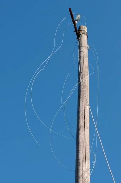 Лэп Проводами Фоне Голубого Неба — стоковое фото
