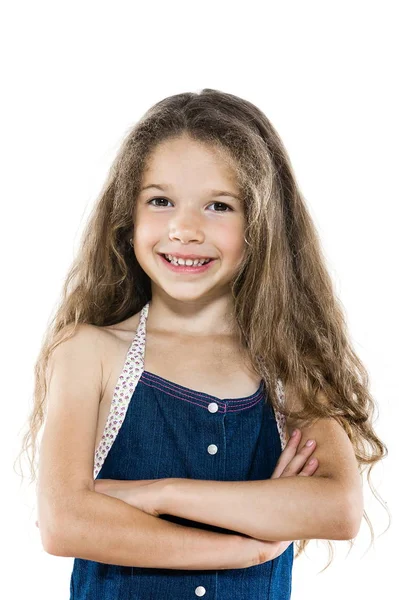 Küçük Kız Portresi Dişlek Gülümseme — Stok fotoğraf