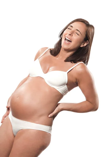 Dolor Espalda Retrato Mujer Embarazada — Foto de Stock