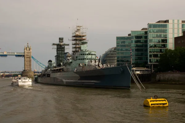 Hms Belfast London Thames Kriegsschiff — Stockfoto