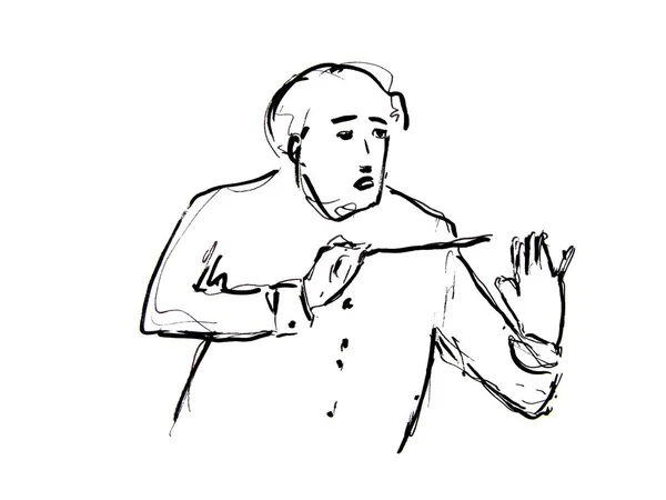 Ręcznie Narysowany Szkic Mężczyzny — Zdjęcie stockowe