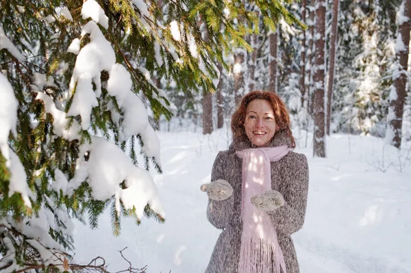 Happy Red Haired Woman Having Fun Win — Stock Photo, Image