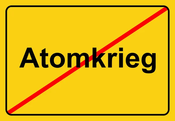 Żółty Znak Słowem Atomkrieg — Zdjęcie stockowe