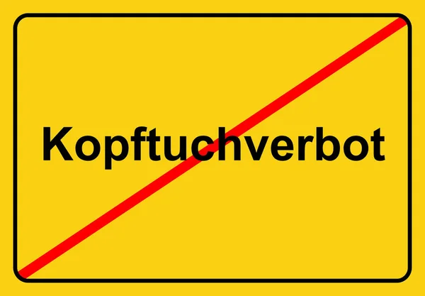Signo Amarillo Con Palabra Kopftuchverbot — Foto de Stock