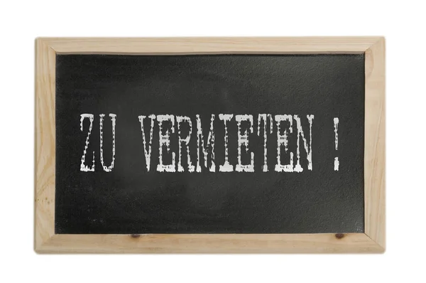 黑板上写着 Zvermieten — 图库照片