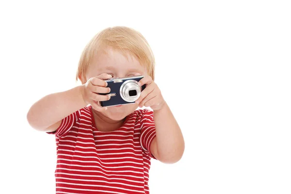 Kameralı Küçük Çocuk — Stok fotoğraf