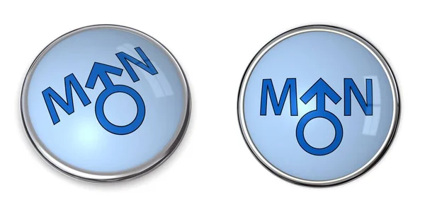 Botón Palabra Azul Hombre Hombre Símbolo Género —  Fotos de Stock