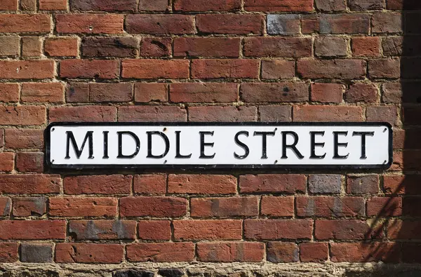 Panneau Middle Street Mur Briques Angleterre — Photo