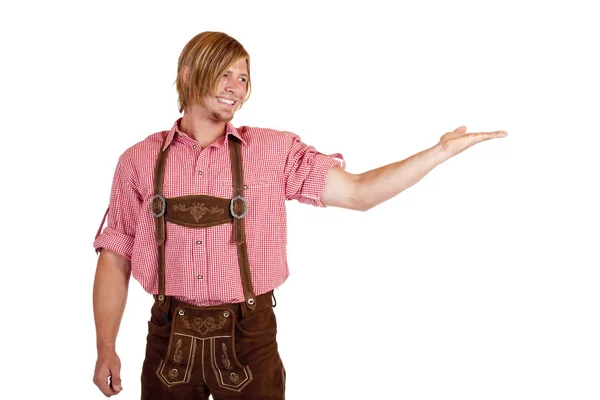 Man Lederhosen Holding Hand — Stock Photo, Image