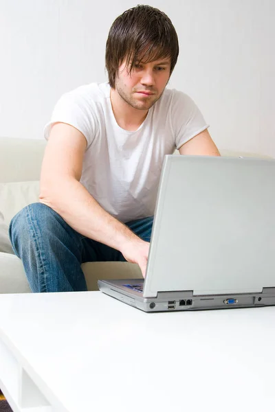 Man Working Laptop Computer Stock Picture