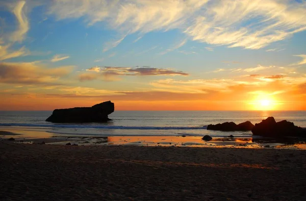 Puesta Sol Las Franjas Portugal — Foto de Stock