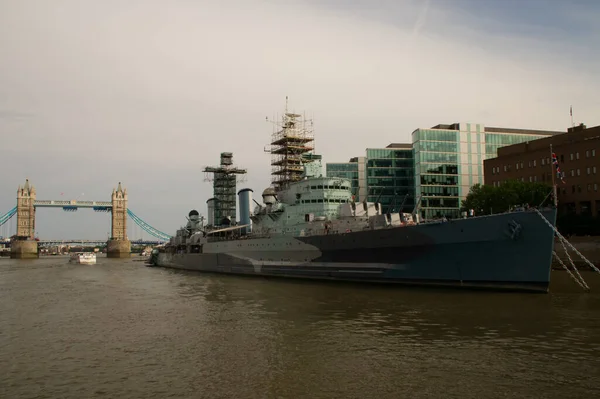 Hms Belfast London Thames Kriegsschiff — Stockfoto