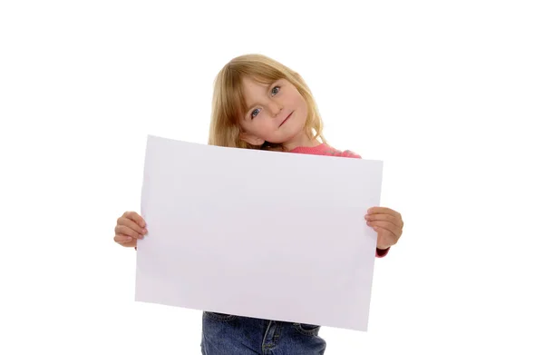 Girl White Sheet Paper — Stock Photo, Image