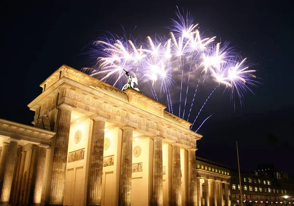 Firework Brandenburg Gate — Stock Photo, Image