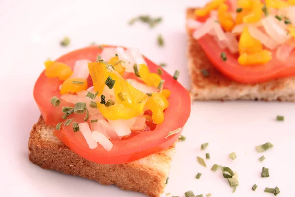 Svačinka Bruschetta Fast Food — Stock fotografie