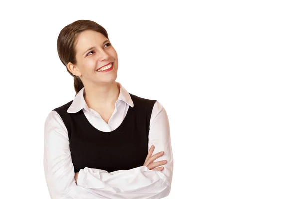 Szczęśliwy Businesswoman Patrzy Górę — Zdjęcie stockowe