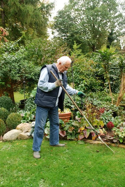 Retirees Working Garden Stock Photo