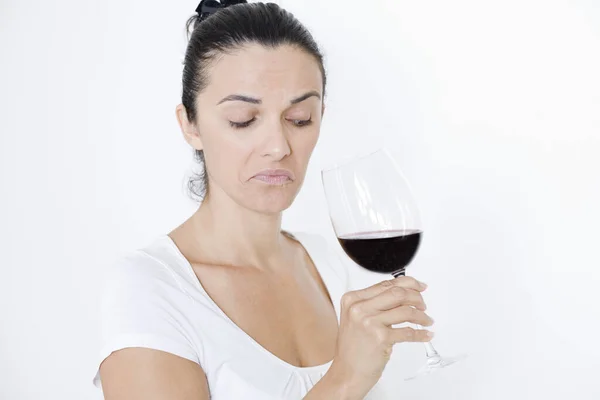 Woman Bad Red Wine — Stock Photo, Image