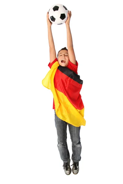 Fußballfan Mit Deutschland Fahne — Stockfoto