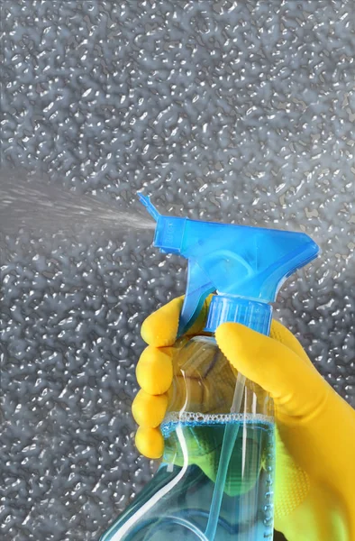 Ház Tisztítása Spray Vel Szivaccsal Egy Vödör Vízzel — Stock Fotó