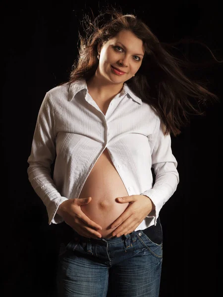 Portret Kobiety Ciąży Bliska — Zdjęcie stockowe