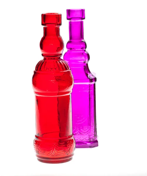 Butelki Szklane Barwione Wino — Zdjęcie stockowe