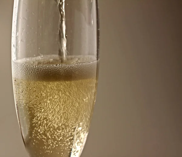 Bicchiere Champagne Tavolo Legno — Foto Stock