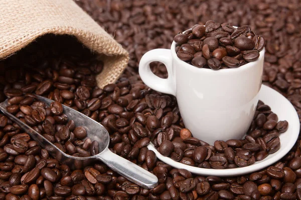 Cup Coffee Beans Table — Stock Photo, Image