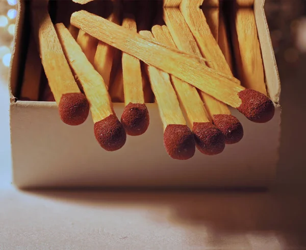 Caja Cerillas Con Palos Madera Fósforos —  Fotos de Stock