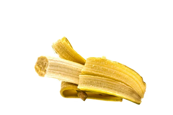 Geschilde Banaan Geïsoleerd Witte Achtergrond — Stockfoto