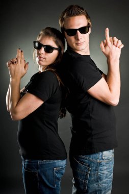 dangerous couple in black clipart