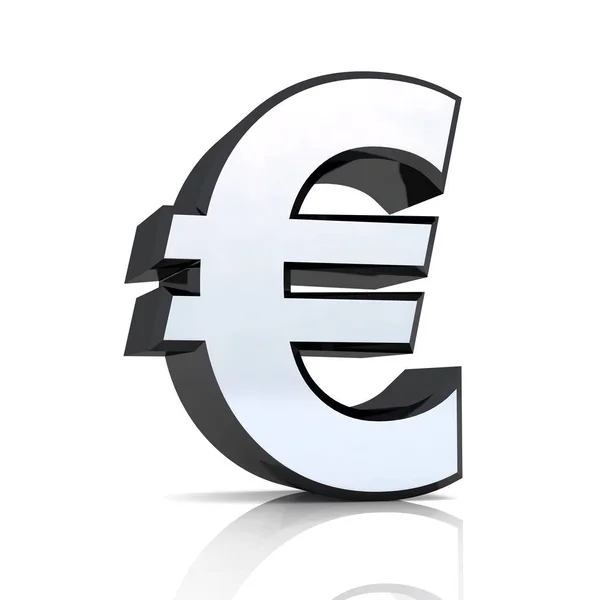 Euro Symbol Silber Schwarz Chrom — Stockfoto