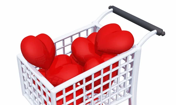 Love Shopping Cart Hearts — стоковое фото