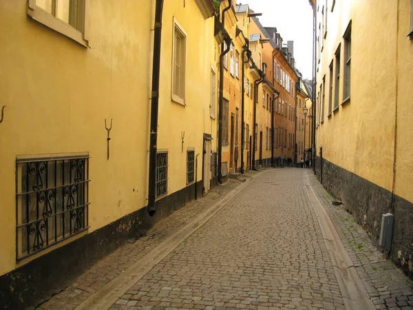 Antiga Rua Estocolmo Suécia — Fotografia de Stock