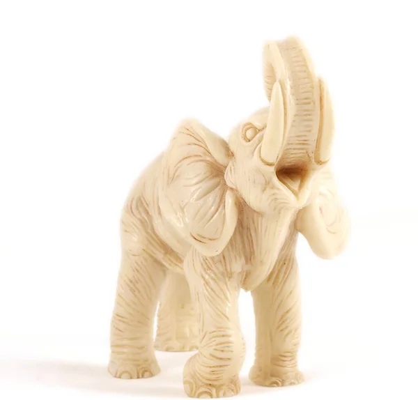 Model Słonia Stojący Kierunku Białego Tła — Zdjęcie stockowe