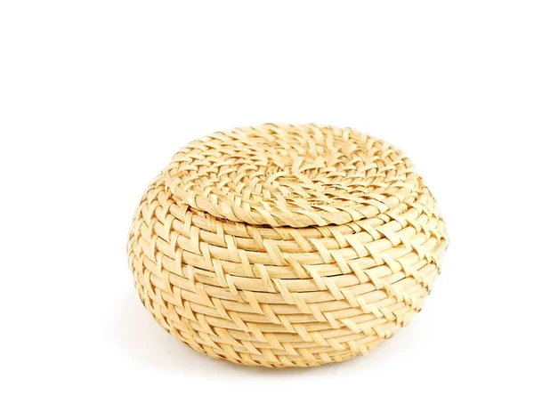 Wooden Basket White Background — Stok fotoğraf