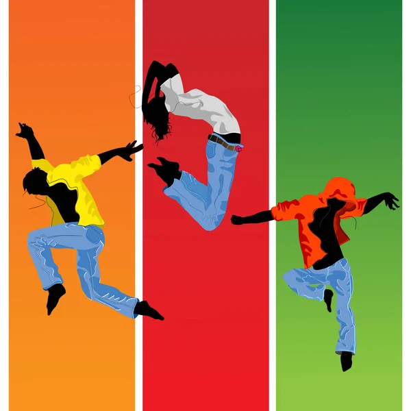 Gente Activa Saltando Siluetas Dibujadas Mano —  Fotos de Stock