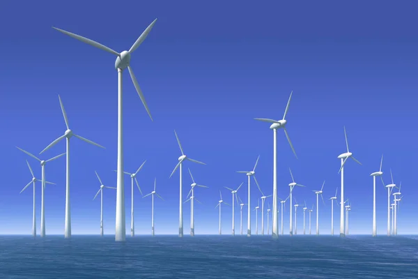 Turbiny Wiatrowe Wodzie Offshore Park — Zdjęcie stockowe