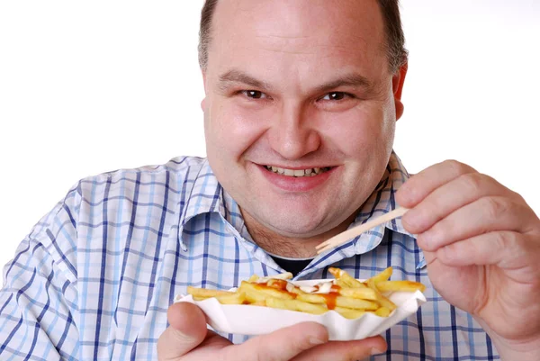 Człowiek Jedzący Kanapkę — Zdjęcie stockowe