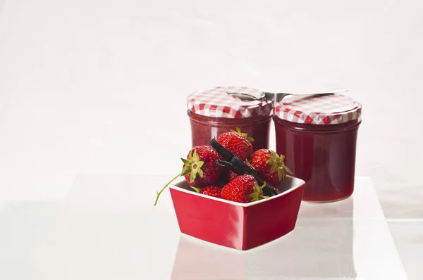 Strawberry Jam Fresh Strawberries — Stock Photo, Image