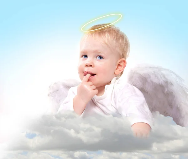 Another Picture Son Who Had Play Angel Time Which Difficult — Stock Photo, Image