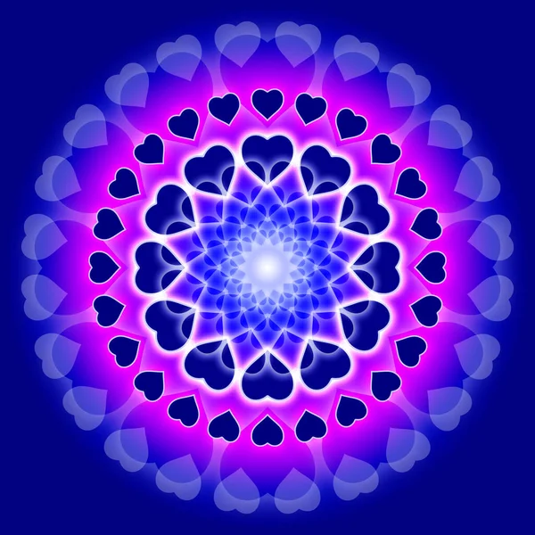 Blue Love Mandala Circle Hearts — Stock Photo, Image