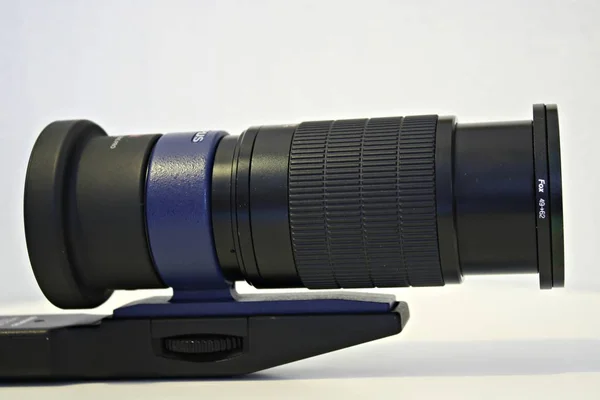 Professional Lens Camera Black Background — Stock Photo, Image